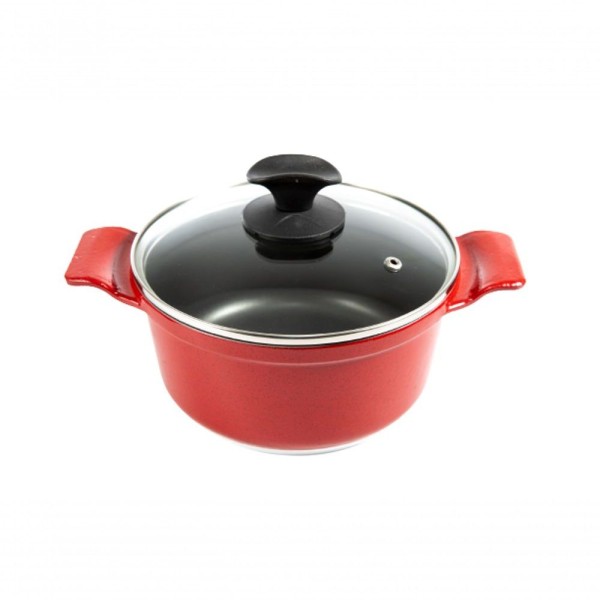 Encontraproduto.com.br - Jogo De Panelas Vermelha Titanium Talher Vermelho Aal 16a24