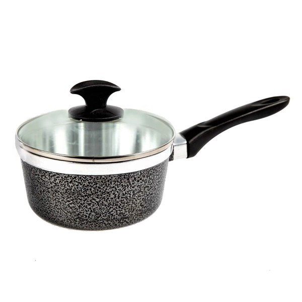 Encontraproduto.com.br - Caçarola Alumínio Usinado Com Tampa Preto Craqueado Cb 20Cm