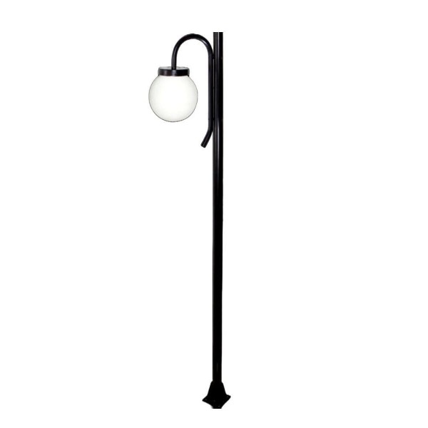 Poste Luminária Globo G Braço Curvo Baixo Jardim Preto 300cm