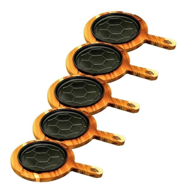 Kit 5 Chapas Petisco Redonda Copa 2022 Com Suporte 20x4cm