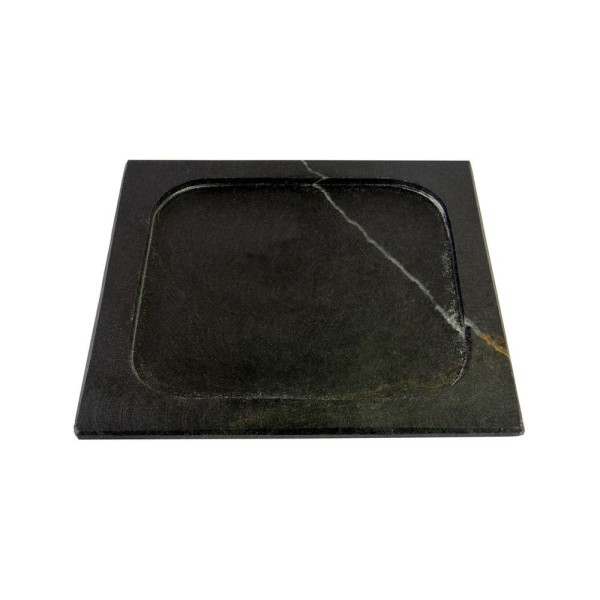 Encontraproduto.com.br - Kit 2 Prato Com 04 Molheiras Pedra Sabão E Suporte G 25x25cm