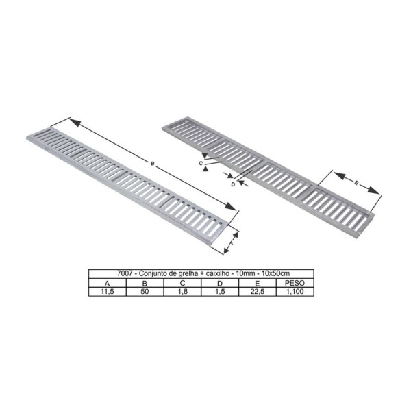 Encontraproduto.com.br - Ralo Grelha Linear Com Caixilho Em Alumínio Escovado 10x50cm