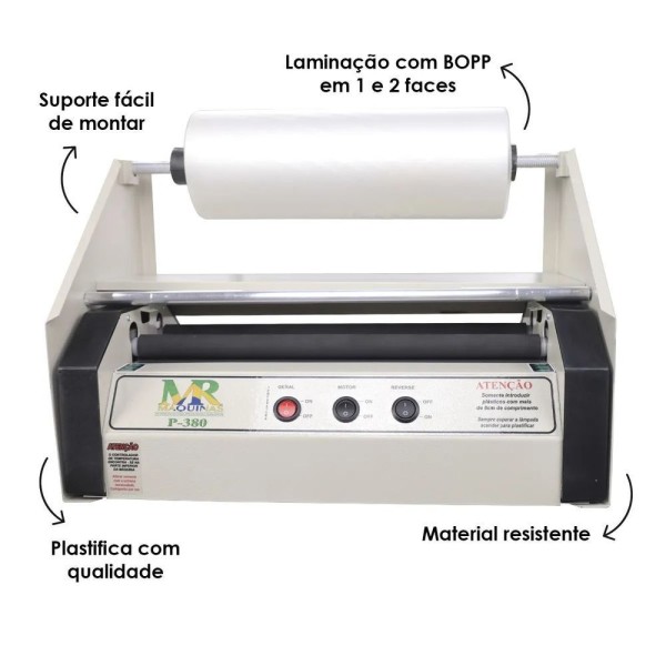Encontraproduto.com.br - Plastificadora P380 Com Suporte Bobina Fosco Bopp 35cm 110v