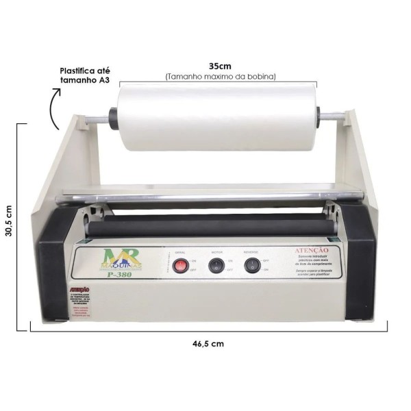 Encontraproduto.com.br - Plastificadora P380 Com Suporte Bobina Fosco Bopp 35cm 110v