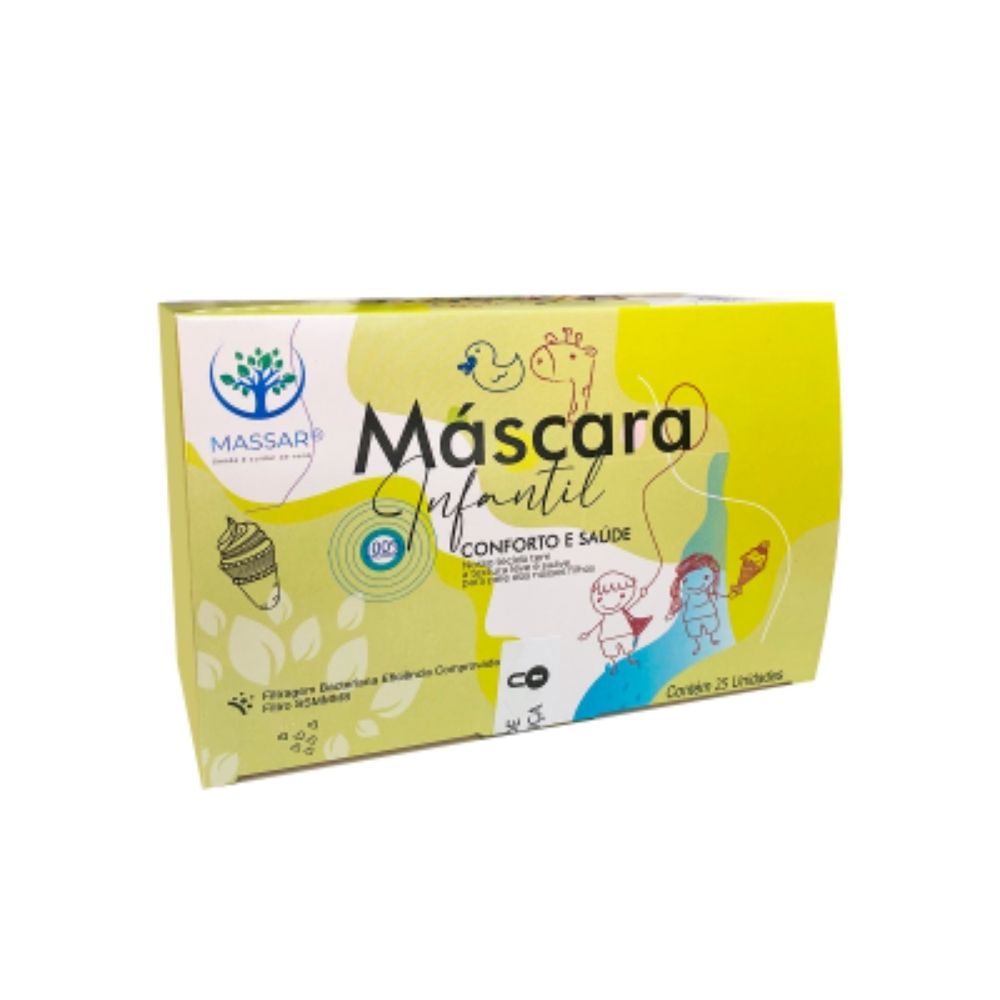 Encontraproduto.com.br - Máscara Descartável Infantil Massar Caixa 25 Unidades