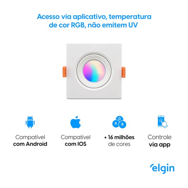 Encontraproduto.com.br - Luminária Ecospot Inteligente 5W Quadrada WiFi RGBW (MP)