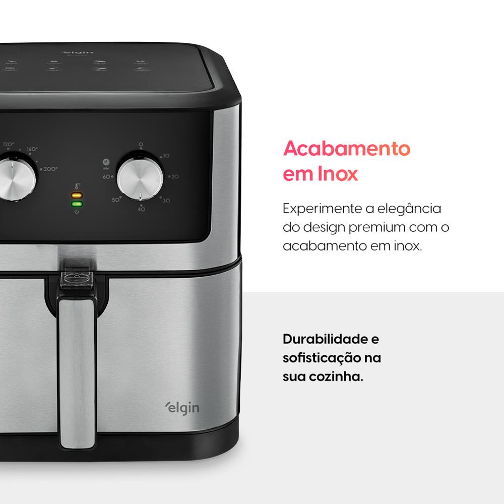 Encontraproduto.com.br - Fritadeira Elétrica 8 Litros Chrome Fry 1900W 220V Preto/Inox AFC8 Elgin