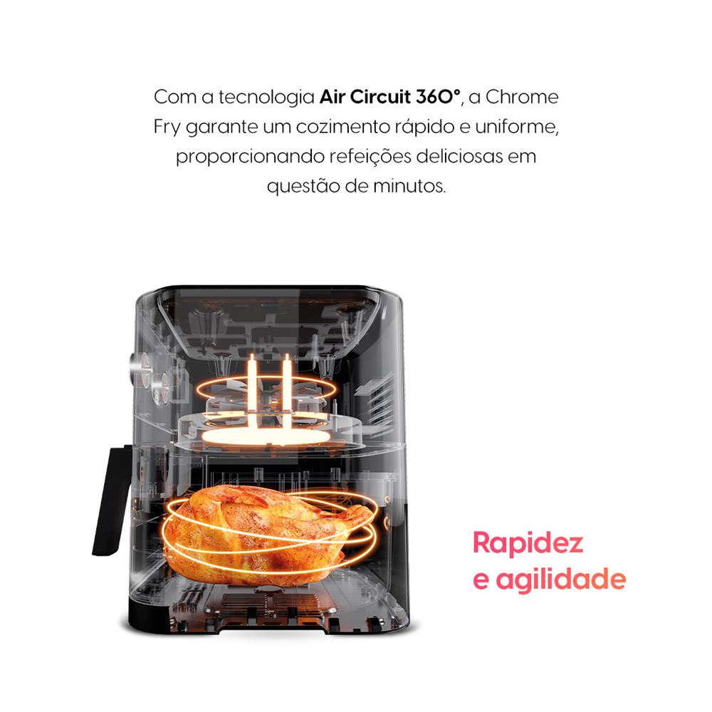 Encontraproduto.com.br - Fritadeira Elétrica 8 Litros Chrome Fry 1900W 220V Preto/Inox AFC8 Elgin