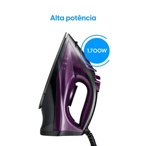 Encontraproduto.com.br - Ferro Vapor Easy Pass Capacidade 200ml 5 Temperaturas Elgin Roxo 220V