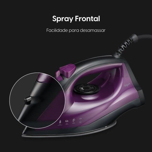 Encontraproduto.com.br - Ferro Vapor Easy Pass Capacidade 200ml 5 Temperaturas Elgin Roxo 220V