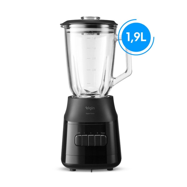 Encontraproduto.com.br - Liquidificador Super Force Elgin 1,9L 900W 220V - Preto e Jarra de Vidro
