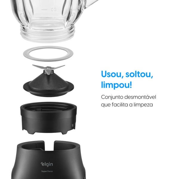 Encontraproduto.com.br - Liquidificador Super Force Elgin 1,9L 900W 220V - Preto e Jarra de Vidro