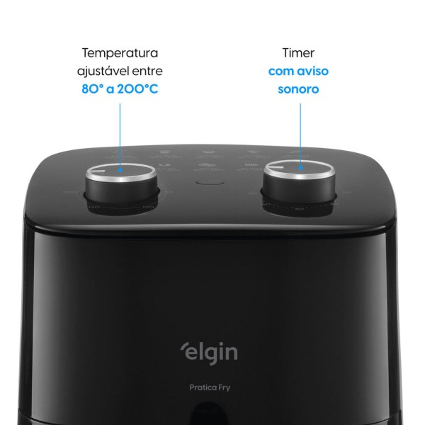 Encontraproduto.com.br - Fritadeira Air Fryer Pratica Fry - 3,7 Litros 220V 1.400W Preta Cuba Quadrada e Grelha Removível