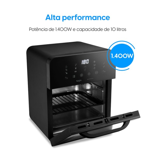 Encontraproduto.com.br - Fritadeira Air fryer Forno Style Oven Fry 10 Litros 110V 1.400W Grelha Removível com Painel Digital