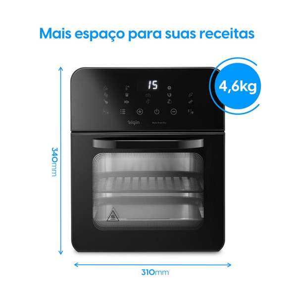 Encontraproduto.com.br - Fritadeira Air fryer Forno Style Oven Fry 10 Litros 110V 1.400W Grelha Removível com Painel Digital