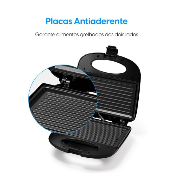 Encontraproduto.com.br - Sanduicheira Grill Elgin Break Time 2 em 1 Misteira Chapa Preta 220V