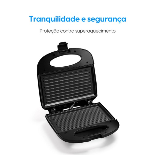 Encontraproduto.com.br - Sanduicheira Grill Elgin Break Time 2 em 1 Misteira Chapa Preta 220V