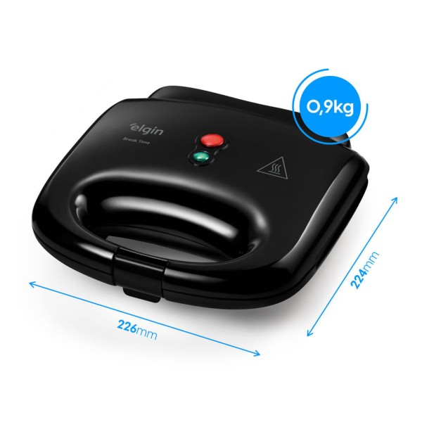 Encontraproduto.com.br - Sanduicheira Grill Elgin Break Time 2 em 1 Misteira Chapa Preta 220V