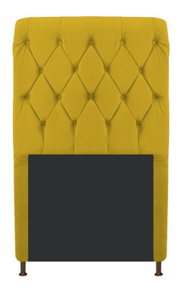 Cabeceira Cristal 100 Cm Solteiro Com Capitonê Suede Amarelo