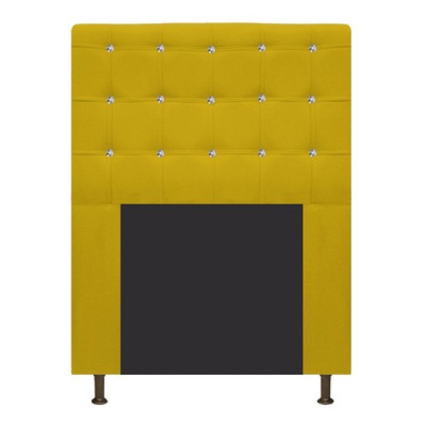 Encontraproduto.com.br - Cabeceira Estofada Dama 100cm Solteiro Strass Suede Amarelo