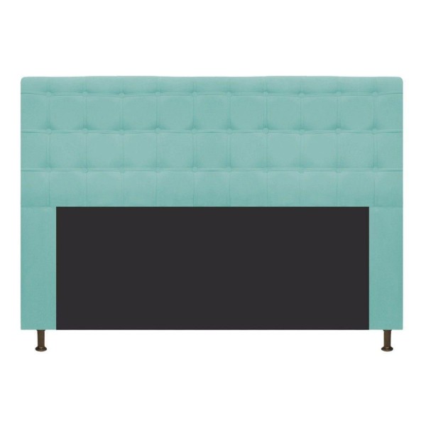 Encontraproduto.com.br - Cabeceira Estofada Dama 140 cm Casal Com Botonê  Suede Azul Tiffany - ADJ Decor