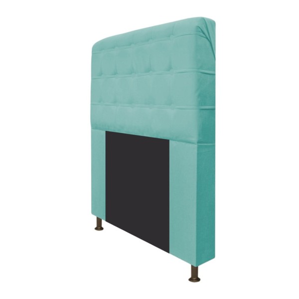 Encontraproduto.com.br - Cabeceira Estofada Dama 140 cm Casal Com Botonê  Suede Azul Tiffany - ADJ Decor