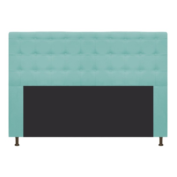 Encontraproduto.com.br - Cabeceira Estofada Dama 140 cm Casal Com Botonê  Suede Azul Tiffany - ADJ Decor