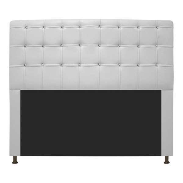 Encontraproduto.com.br - Cabeceira Estofada Dama 160 cm Queen Size Com Strass Corano Branco - ADJ Decor