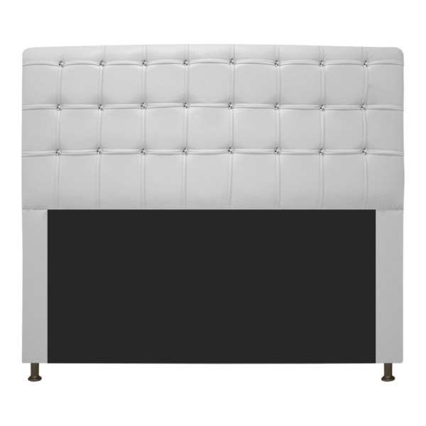 Encontraproduto.com.br - Cabeceira Estofada Dama 160 cm Queen Size Com Strass Corano Branco - ADJ Decor