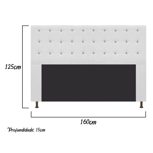 Encontraproduto.com.br - Cabeceira Estofada Dama 160 cm Queen Size Com Strass Suede Branco - ADJ Decor