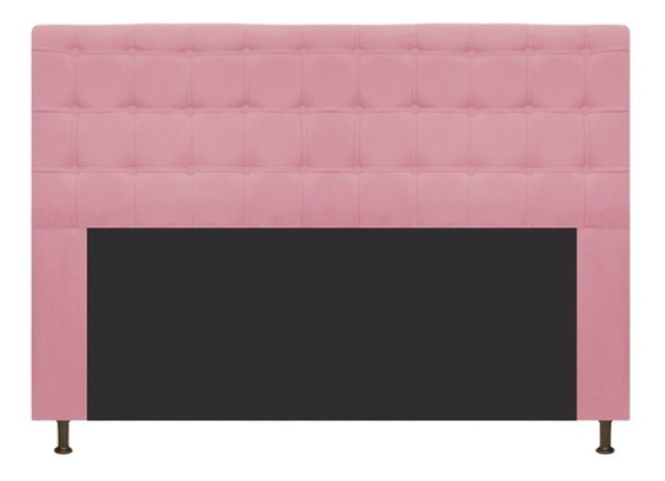 Cabeceira Estofada Dama 195 cm King Size Com Botonê Suede Rosa Bebê - ADJ Decor