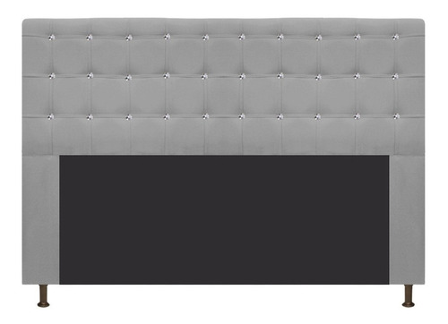 Cabeceira Estofada Dama 195 cm King Size Com Strass Suede Cinza - ADJ Decor