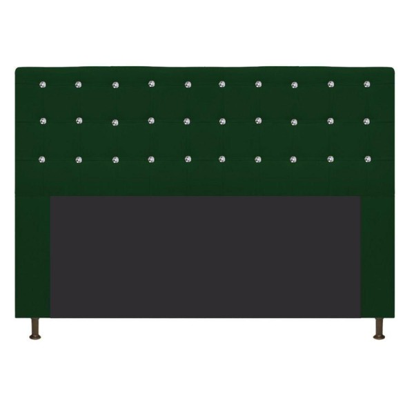Encontraproduto.com.br - Cabeceira Estofada Dama 195 cm King Size Com Strass Suede Verde - ADJ Decor