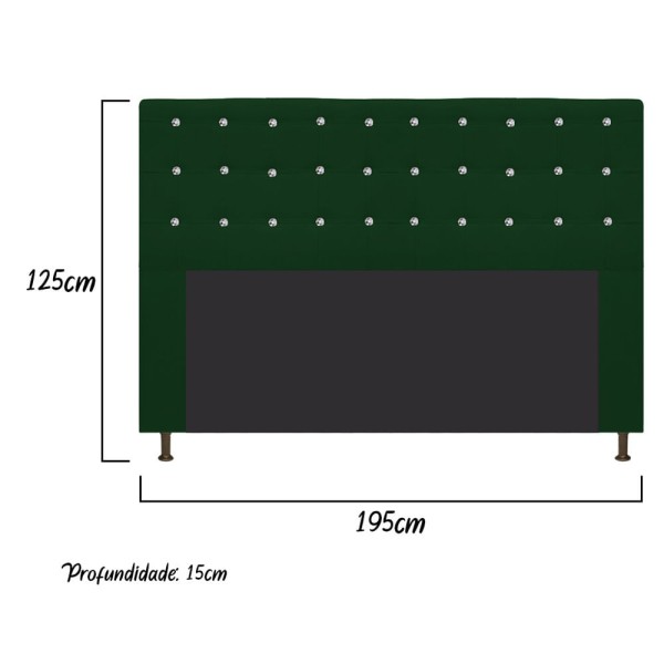 Encontraproduto.com.br - Cabeceira Estofada Dama 195 cm King Size Com Strass Suede Verde - ADJ Decor
