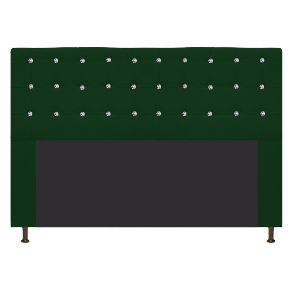 Encontraproduto.com.br - Cabeceira Estofada Dama 195 cm King Size Com Strass Suede Verde - ADJ Decor
