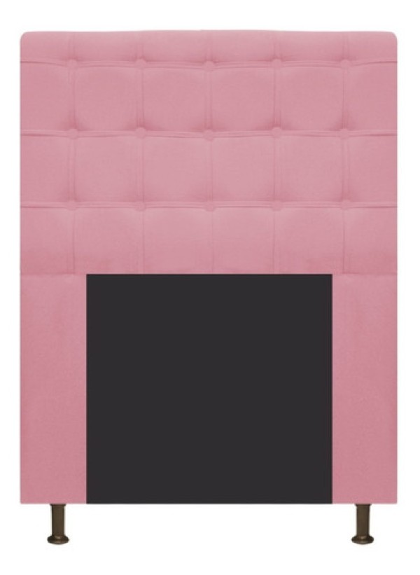 Cabeceira Estofada Dama 90 cm Solteiro Com Botonê  Suede Rosa Bebê - ADJ Decor