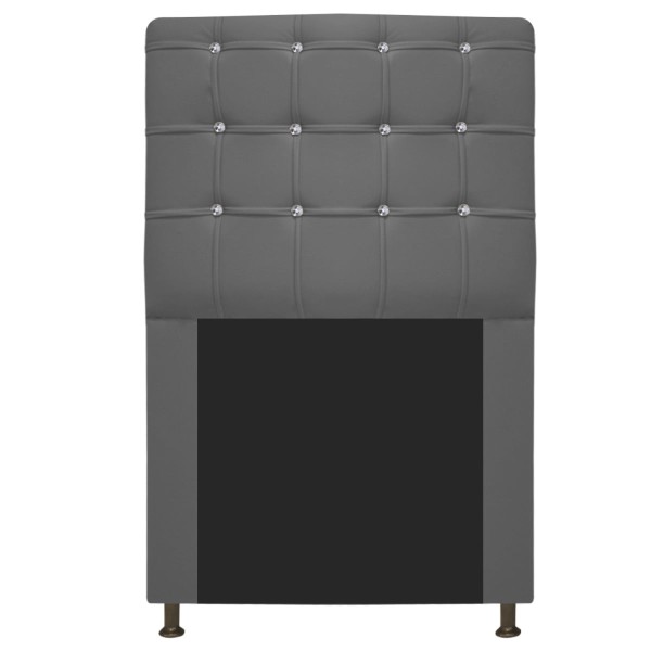 Cabeceira Estofada Dama 90 cm Solteiro Com Strass  Corano Cinza - ADJ Decor