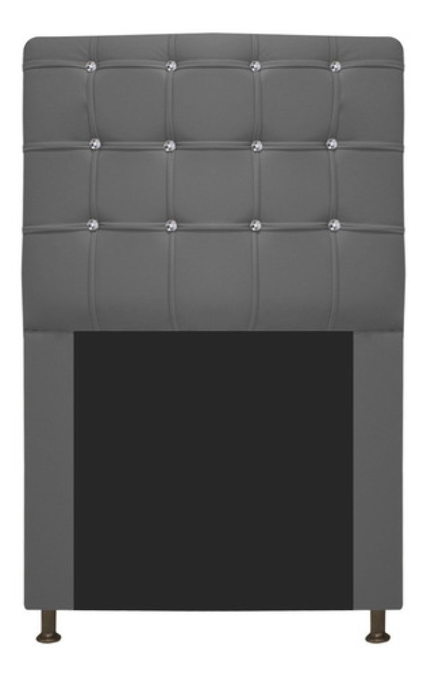 Cabeceira Estofada Dama 90 cm Solteiro Com Strass  Corano Cinza - ADJ Decor
