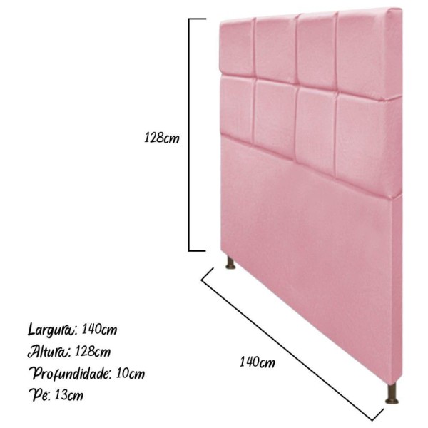 Encontraproduto.com.br - Cabeceira Estofada Damares 140 cm Casal Com Botonê  Suede Rosa Bebê - ADJ Decor