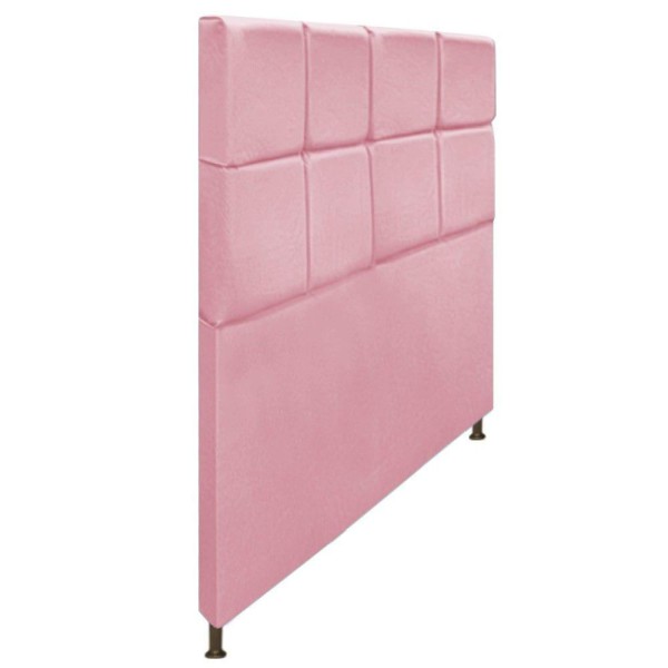 Encontraproduto.com.br - Cabeceira Estofada Damares 140 cm Casal Com Botonê  Suede Rosa Bebê - ADJ Decor