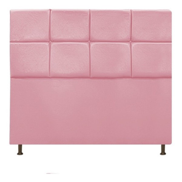 Cabeceira Estofada Damares 140 cm Casal Com Botonê  Suede Rosa Bebê - ADJ Decor