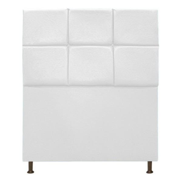 Cabeceira Estofada Damares 90 cm Solteiro Com Botonê  Suede Branco - ADJ Decor