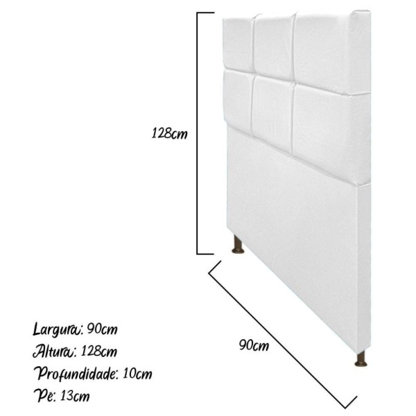 Encontraproduto.com.br - Cabeceira Estofada Damares 90 cm Solteiro Com Botonê  Suede Branco - ADJ Decor