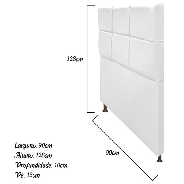 Encontraproduto.com.br - Cabeceira Estofada Damares 90 cm Solteiro Com Botonê  Suede Branco - ADJ Decor