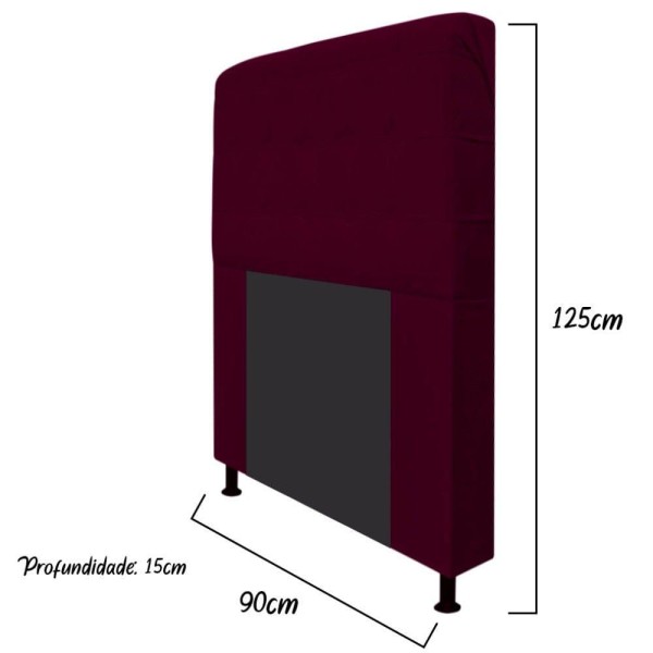 Encontraproduto.com.br - Cabeceira Estofada Dama 90 cm Solteiro Com Botonê  Suede Bordô - ADJ Decor