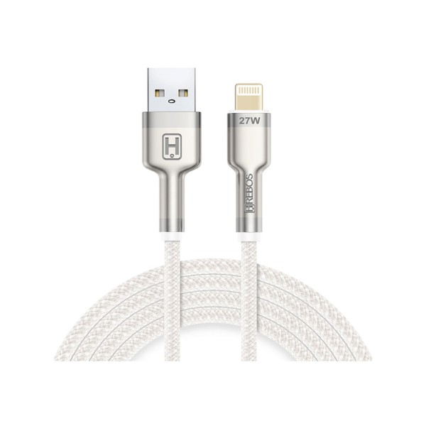 Cabo Auxiliar Hrebos USB-A para Lightning, Turbo Metal Waves - CB-251I Branco