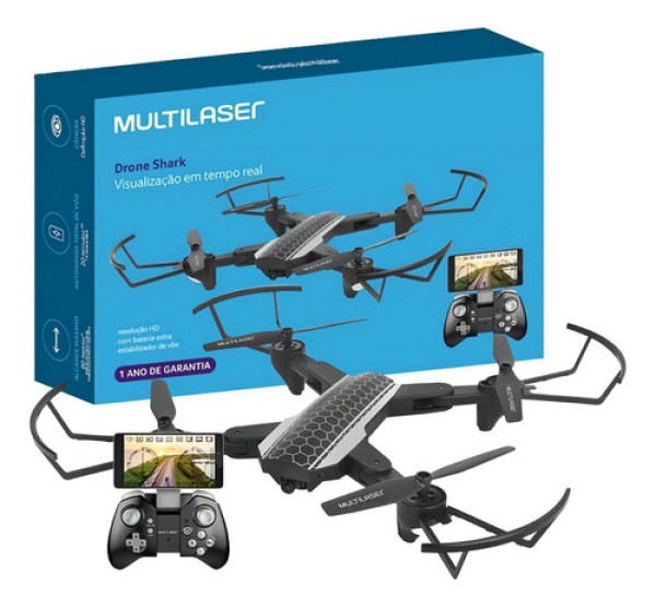 Drone NEW SHARK Câmera FULL HD FPV 80M 20MIN Multilaser ES328