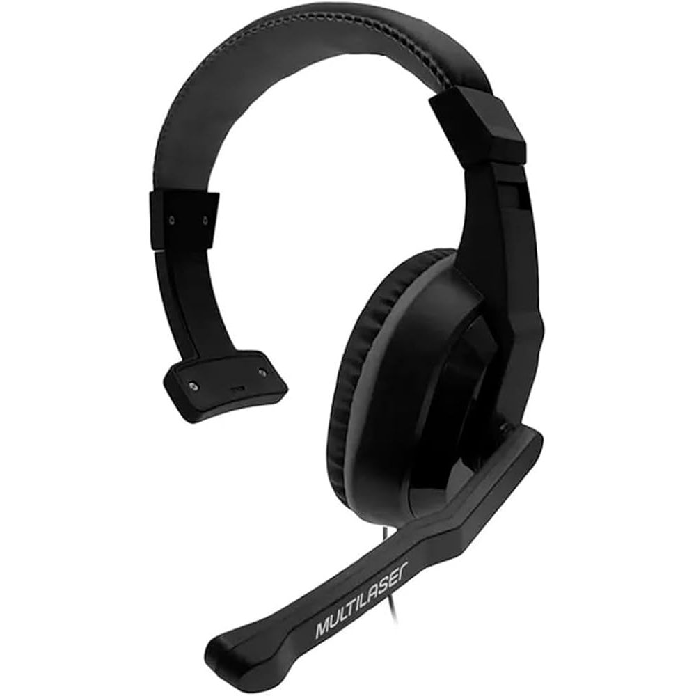 Headset Monoauricular P3 3.5mm Preto Controle de Volume Microfone C/ Redução de Ruído - PH374