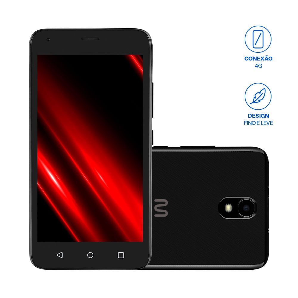 Encontraproduto.com.br - Smartphone Multilaser E Pro 4G 32GB Wi-Fi 5.0 pol. Dual Chip 1GB RAM Câmera 5MP + 5MP Android 11 (Go edition) Quad Core - Preto - P9150 P9150