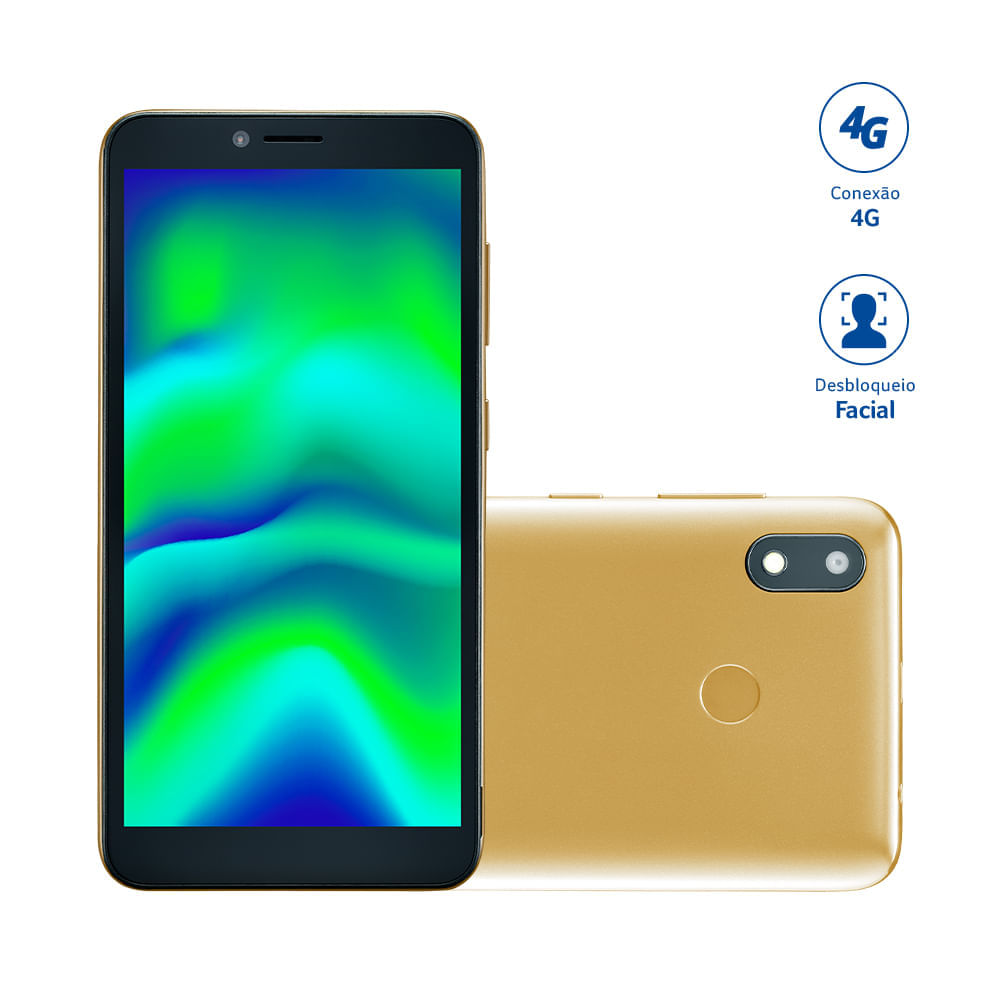 Encontraproduto.com.br - Smartphone F Pro 2 32 GB + 1GB RAM 4G Tela LDC 5.5 Câmera Traseira 8 MP + 5MP Câmera Frontal Processador Quad Core Dourado Multilaser - P9153